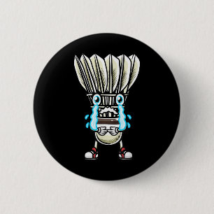 Grappig Badminton Shuttle Speler Ontwerp Mannen Vr Ronde Button 5,7 Cm