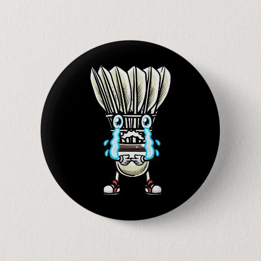 Grappig Badminton Shuttle Speler Ontwerp Mannen Vr Ronde Button 5,7 Cm (Voorkant)