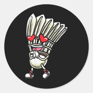 Grappig badminton shuttle speler ontwerp mannen vr ronde sticker