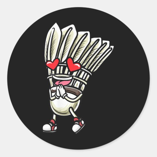 Grappig badminton shuttle speler ontwerp mannen vr ronde sticker (Voorkant)