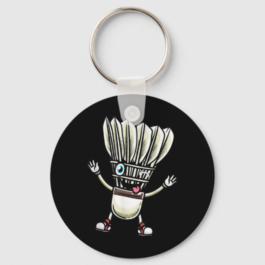 Grappig badminton shuttle speler ontwerp mannen vr sleutelhanger (Voorkant)