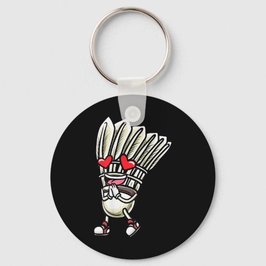 Grappig Badminton Shuttle Speler Ontwerp Mannen Vr Sleutelhanger (Voorkant)