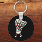 Grappig Badminton Shuttle Speler Ontwerp Mannen Vr Sleutelhanger (Voorkant)