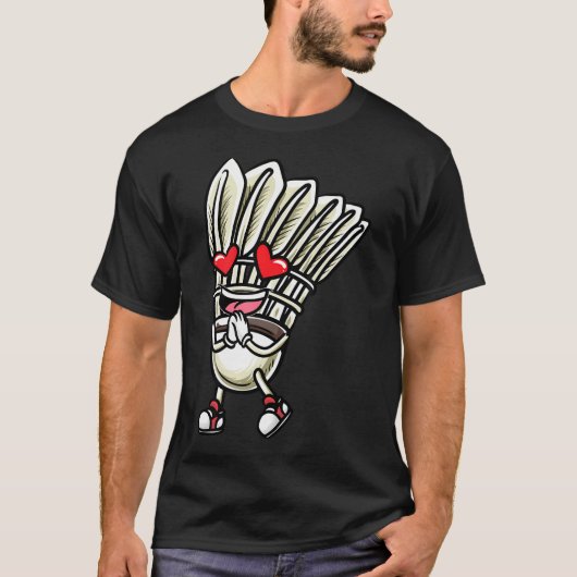 Grappig Badminton Shuttlecock Speler Design Mannen T-shirt (Voorkant)