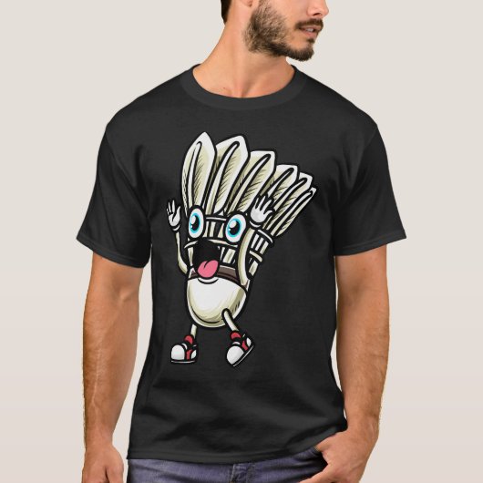 Grappig Badminton Shuttlecock Speler Design Mannen T-shirt (Voorkant)