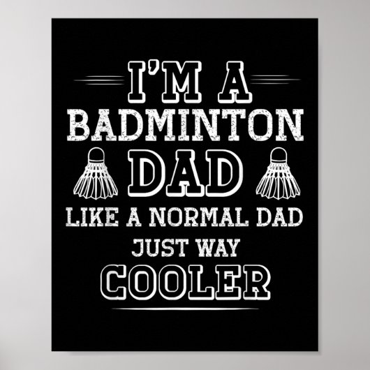 Grappig Badminton Vader Shirt Mannen Vrouwen Badmi Poster (Voorkant)