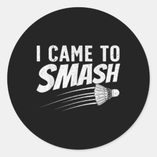 Grappig badmintonontwerp voor mannen vrouwen kinde ronde sticker