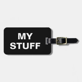 Grappig bagagelabel met "Mijn stuf" erop geschreve