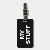 Grappig bagagelabel met "Mijn stuf" erop geschreve (Voorkant verticaal)