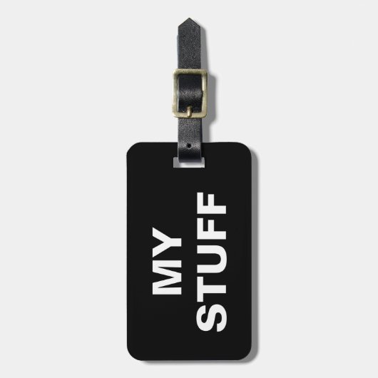 Grappig bagagelabel met "Mijn stuf" erop geschreve (Voorkant verticaal)