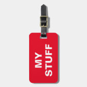 Grappig bagagelabel met "Mijn stuf" erop geschreve (Voorkant verticaal)