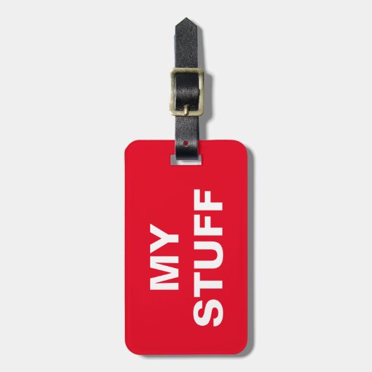Grappig bagagelabel met "Mijn stuf" erop geschreve (Voorkant verticaal)