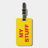 Grappig bagagelabel met "Mijn stuf" erop geschreve (Voorkant verticaal)