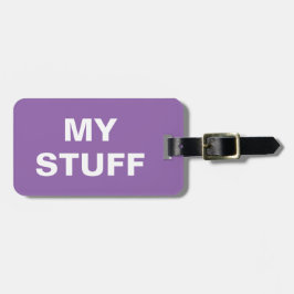 Grappig bagagelabel met "Mijn stuf" erop geschreve