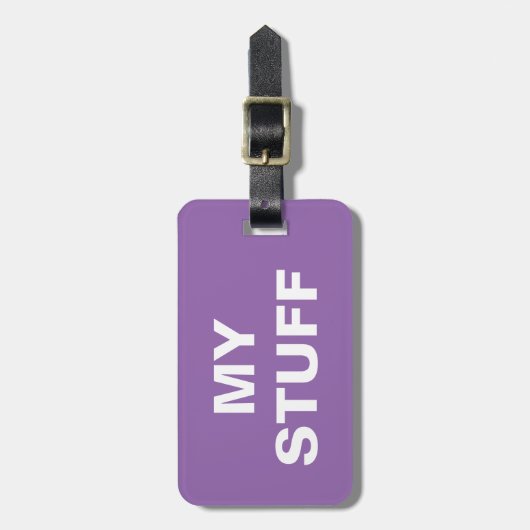 Grappig bagagelabel met "Mijn stuf" erop geschreve (Voorkant verticaal)