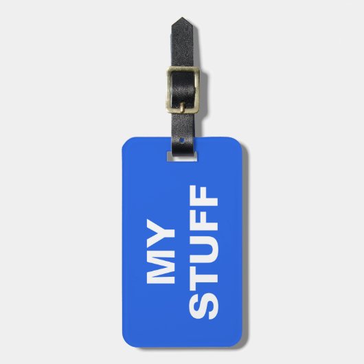 Grappig bagagelabel met "Mijn stuf" erop geschreve (Voorkant verticaal)