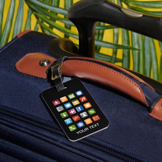 Grappig bagagelabel met pictogrammen van smartphon (Voorkant Insitu 1)