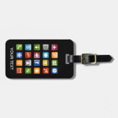 Grappig bagagelabel met pictogrammen van smartphon (Voorkant horizontaal)