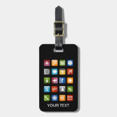 Grappig bagagelabel met pictogrammen van smartphon (Voorkant verticaal)