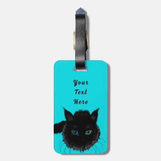 Grappig Bagagelabel met zwarte kat en aangepaste t (Achterkant verticaal)