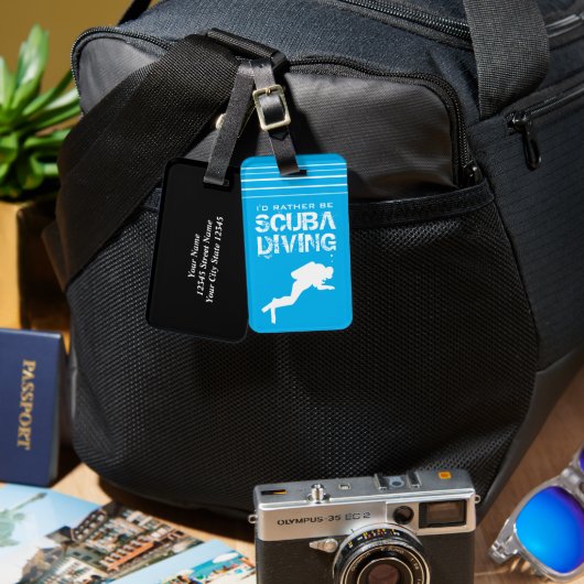 Grappig bagagelabel voor scuba-duiker (Voorkant /achterkant)