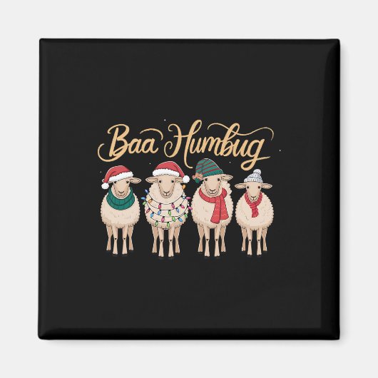 Grappig Bah Humbug Kerst Grappig Schaap Kerst B Magneet (Voorkant)