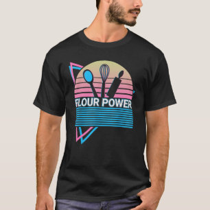 Grappig bakken bakker retro bloem vermogen t-shirt