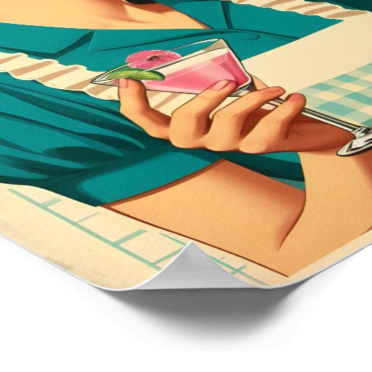 Grappig bakken diva keukenmixer 50s stripboek poster (Hoek)