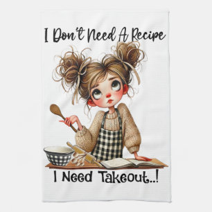 Grappig Bakken Meisje Grappig Keuken Handdoek, Bak Theedoek