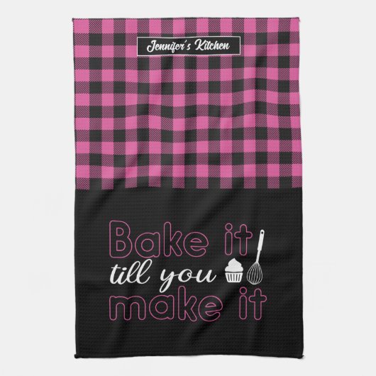 Grappig bakken tot je het roze geplakt hebt theedoek (Verticaal)