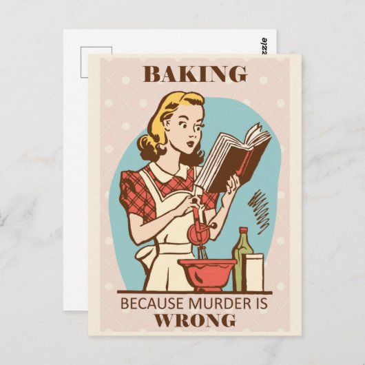 Grappig bakken vrouw briefkaart (Voorkant / Achterkant)