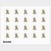 Grappig Banaan Biker Cartoon Ontwerp Ronde Sticker (Vel)