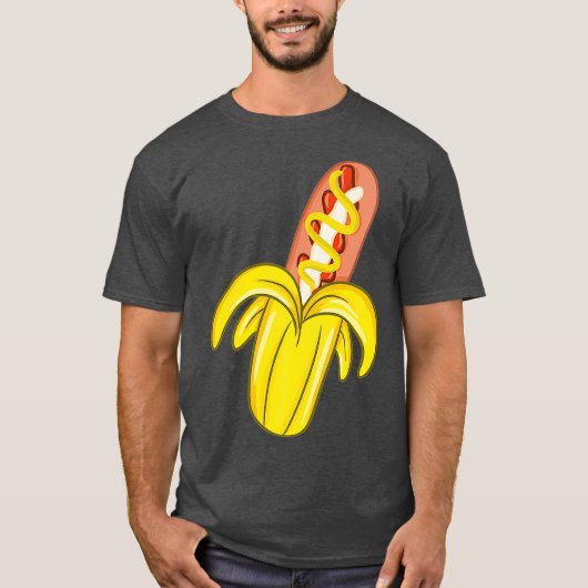 Grappig banaan hotdog worst cadeau t-shirt (Voorkant)