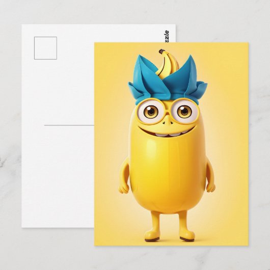 Grappig banaan karakter briefkaart (Voorkant / Achterkant)