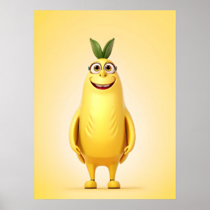Grappig banaan karakter poster
