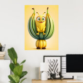 Grappig banaan karakter poster (Thuiskantoor)