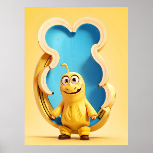 Grappig banaan karakter poster