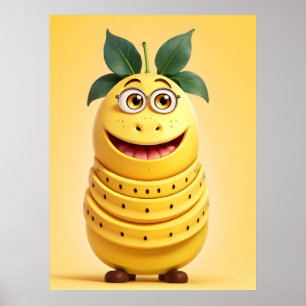 Grappig banaan karakter poster