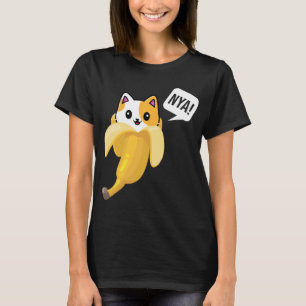 Grappig Banaan Kat Nya Schattige Kat Kitten Banaan T-shirt