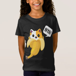 Grappig Banaan Kat Nya Schattige Kat Kitten Banaan T-shirt