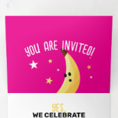 Grappig Banaan Woordgrap Partij patroon kleurrijk  Drieluik Uitnodiging (Binnenzijde eerst)