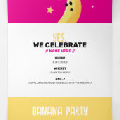 Grappig Banaan Woordgrap Partij patroon kleurrijk  Drieluik Uitnodiging (Binnenkant midden)