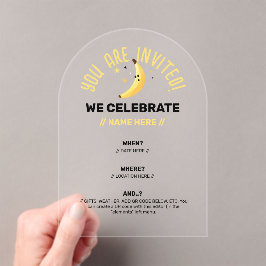 Grappig Banaan Woordspeling Feest patroon kleurrij Acryl Uitnodigingen