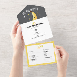 Grappig Banaan Woordspeling Feest patroon kleurrij All In One Uitnodiging