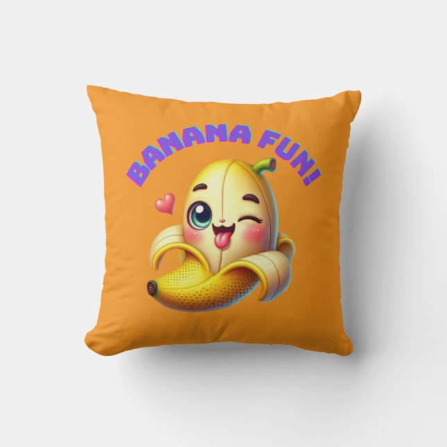 Grappig Banana Winking Design voor leuke en speels Kussen (Voorkant)