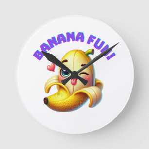 Grappig Banana Winking Design voor leuke en speels Ronde Klok