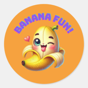 Grappig Banana Winking Design voor leuke en speels Ronde Sticker