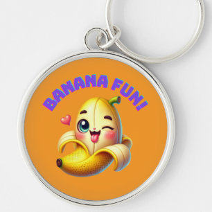 Grappig Banana Winking Design voor leuke en speels Sleutelhanger