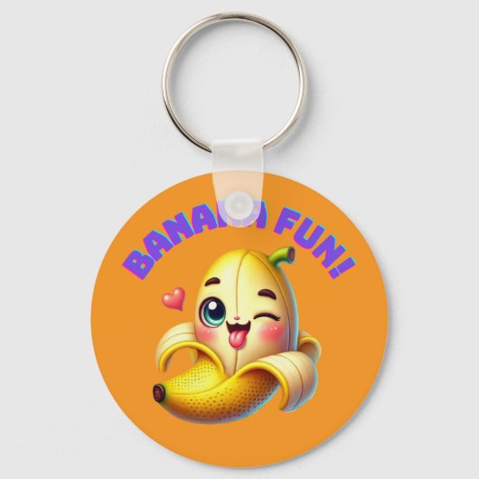 Grappig Banana Winking Design voor leuke en speels Sleutelhanger (Voorkant)