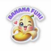 Grappig Banana Winking Design voor leuke en speels Sticker (Voorkant)